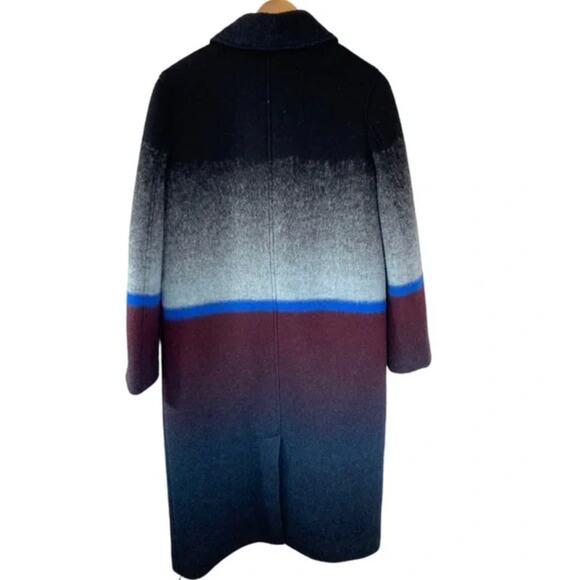 T by Alexander Wang Horizon Stripe Double-Breasted Ombre Wool Car Coat - Picture 14 of 15